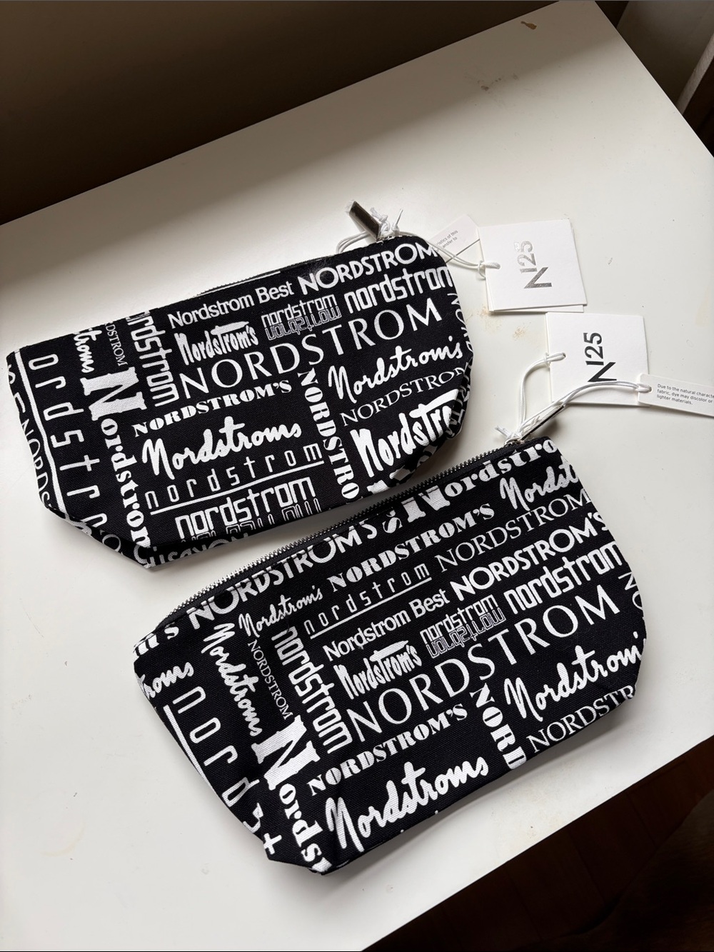 Nordstrom Black & White Logo Cosmetic Pouches (2-Pack)